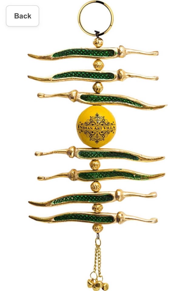 Neembu Green Mirchi Metal Door Hanging Lemon Chili Wall Hanging Remove Negativity for Housewarming I