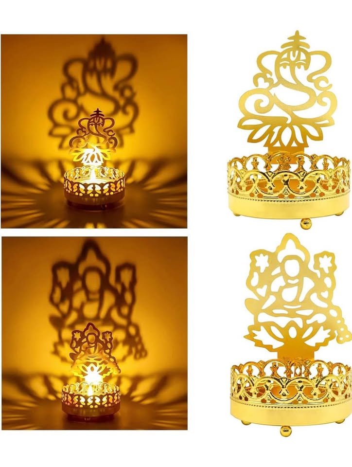 Navaratri Special - Ganesha and Laxmi pair reflection diya / Tea Light Holder