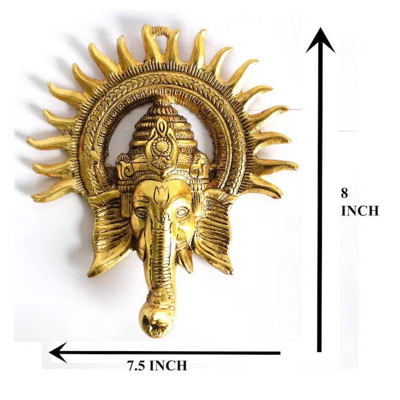 Metal Ganesha Wall hanging - Brass finish