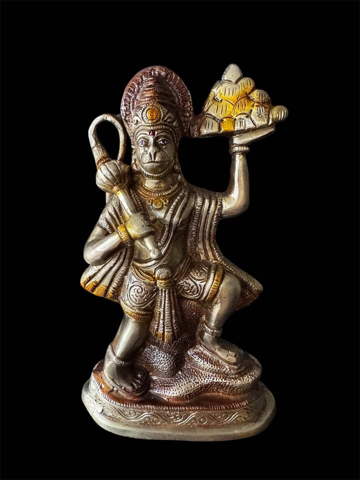 Solid Brass Hanuman Idol - 9 inch