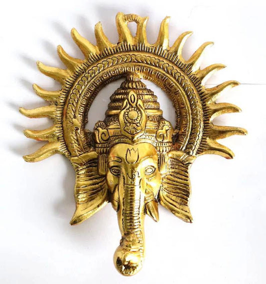 Metal Ganesha Wall hanging - Brass finish