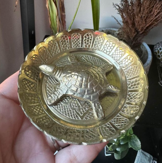 Pure Brass Turtle with Plate